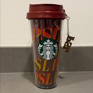 Starbucks Red and Yellow PSL Tumbler with Brown Charm